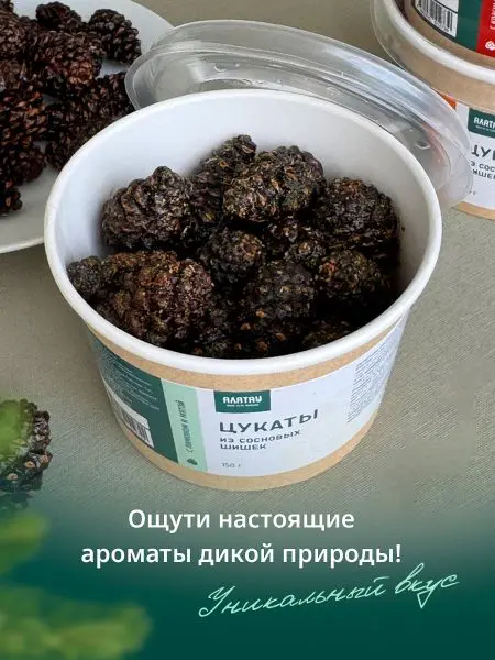 Цукаты из сосновых шишек с лимоном и мятой, 150 г