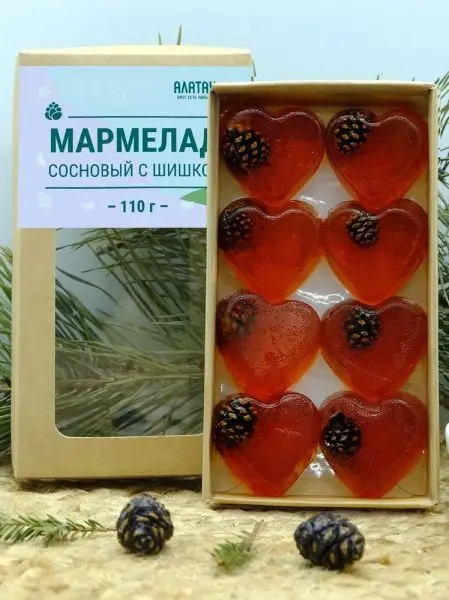 Мармелад "Сердце" с сосновой шишкой в крафтовой коробке, 110 г