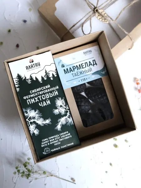 Подарочный набор «Сосновый №3» 4 в 1 (чай и мармелад)