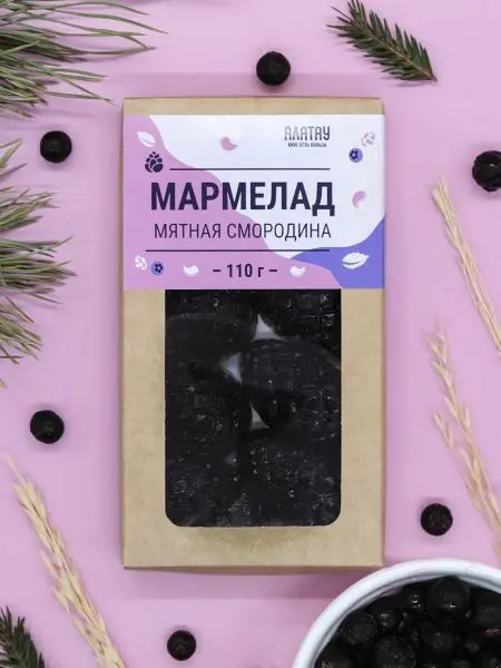 Мармелад ягодный Мятная смородина в крафтовой коробке, 110г