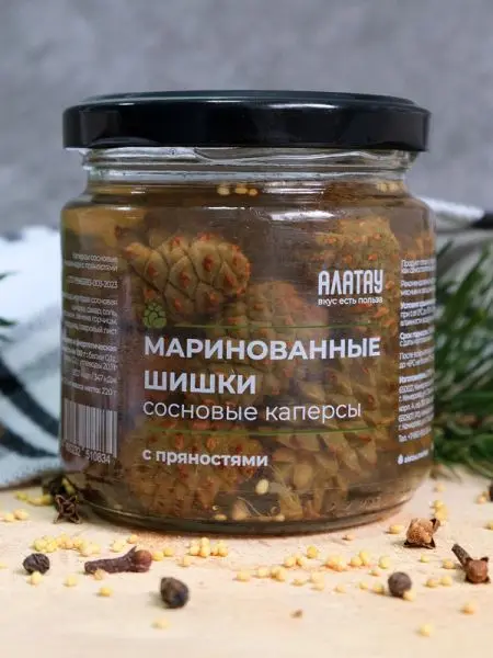 Каперсы из сосновых шишек маринованные с пряностями, 200 мл
